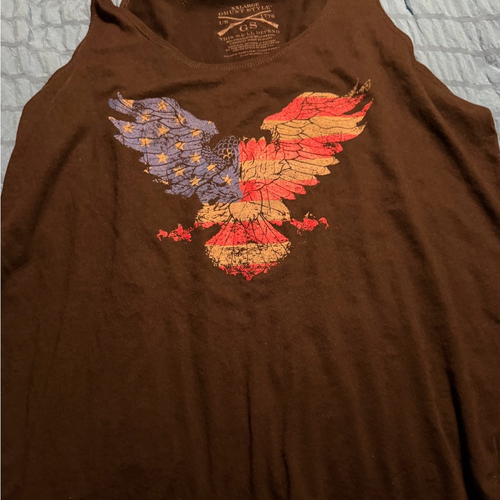 Grunt Style Brown Tank with Cream Graphic